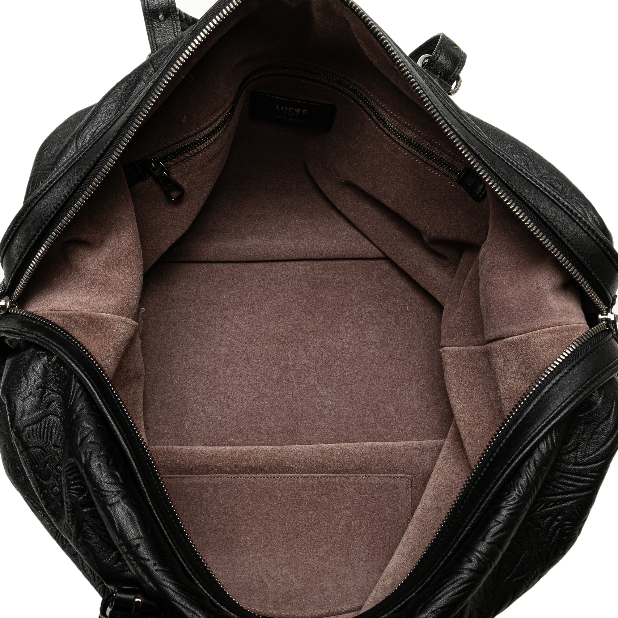 Embossed Leather Canela Boston Bag