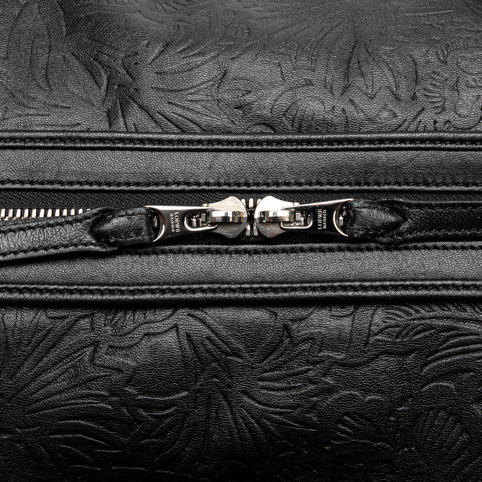Embossed Leather Canela Boston Bag