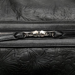 Embossed Leather Canela Boston Bag