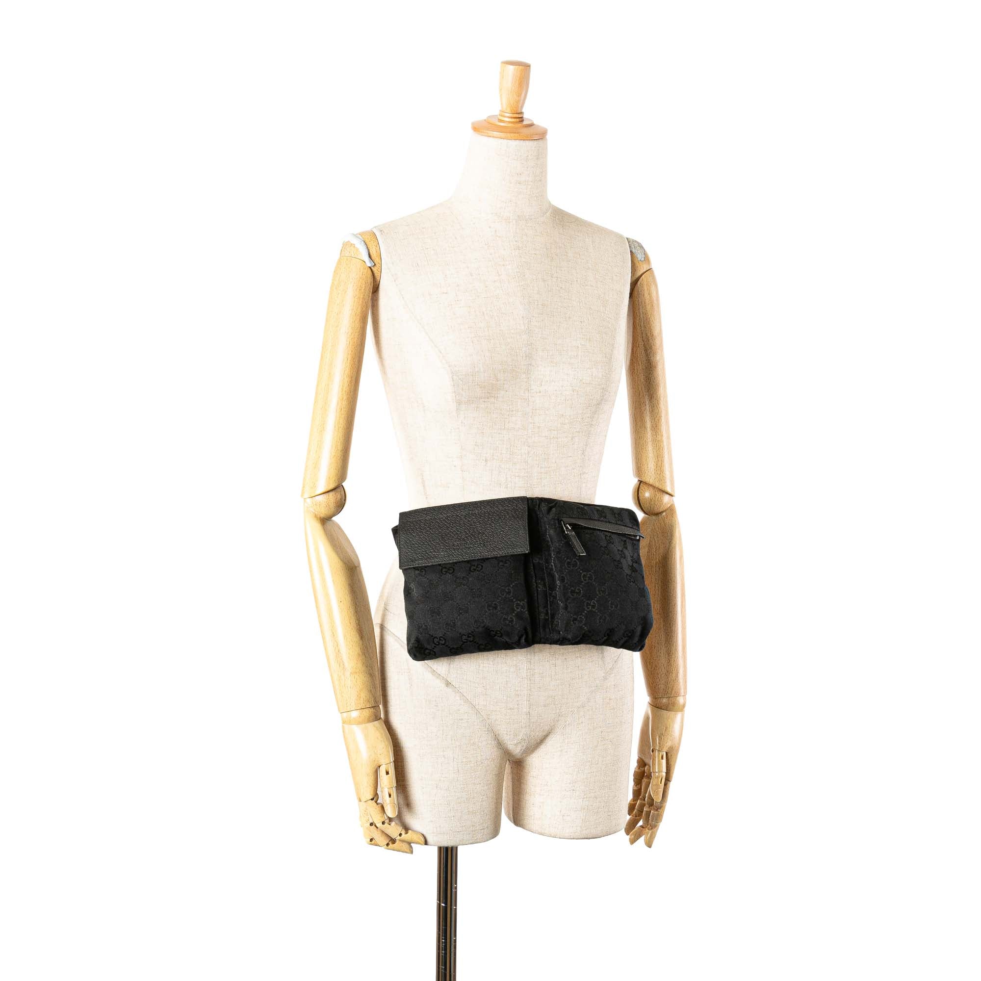GG Canvas Double Pocket Belt Bag