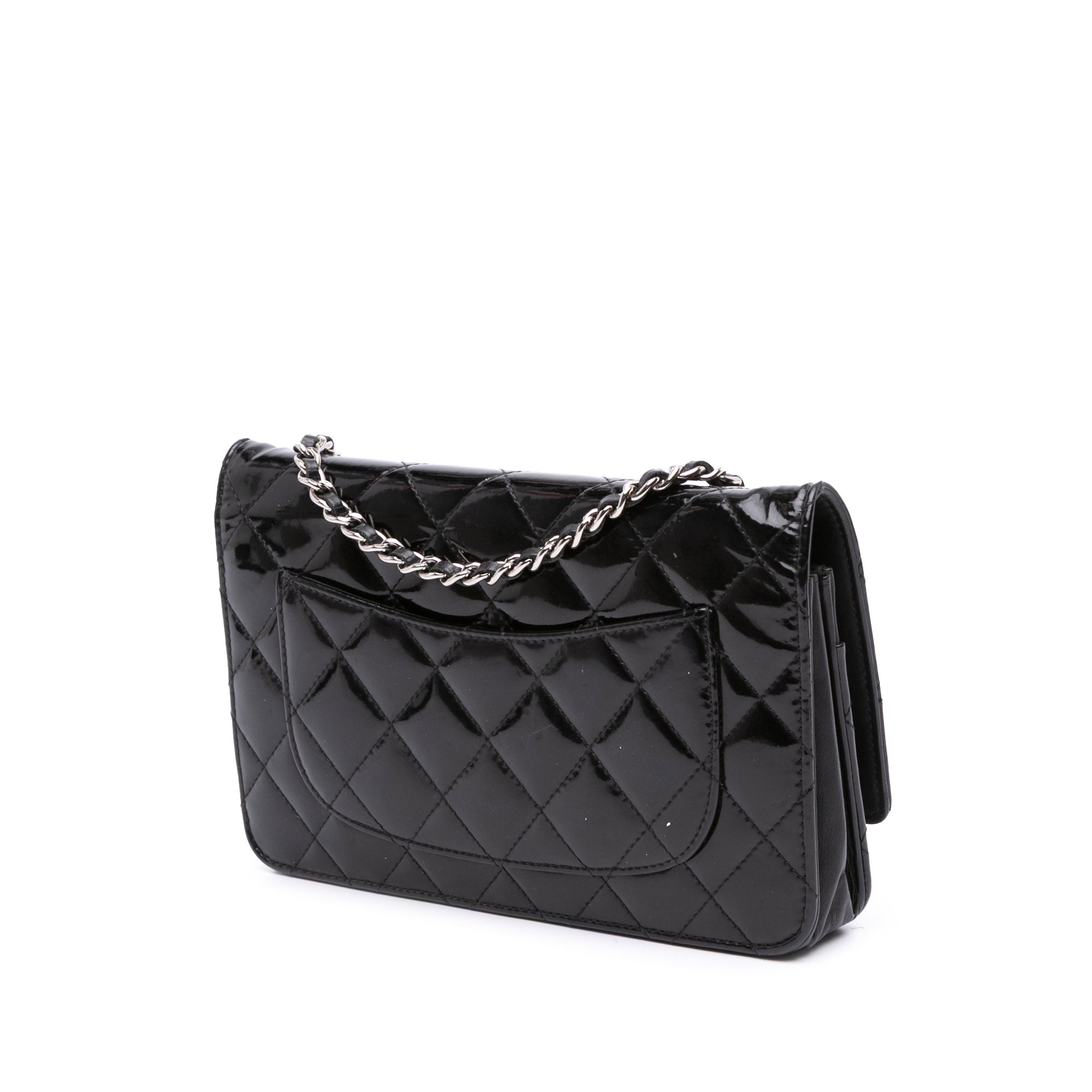 CC Quilted Patent Wallet On Chain
