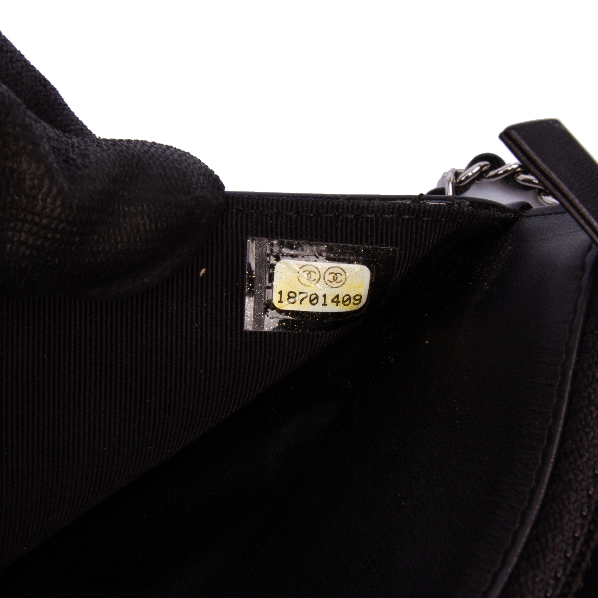 CC Quilted Patent Wallet On Chain