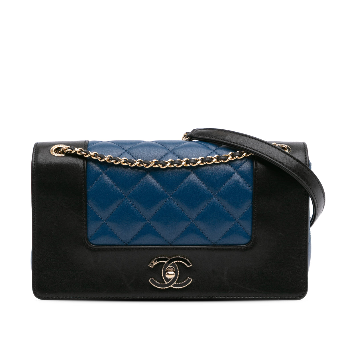 Small Bicolor Lambskin Mademoiselle Flap