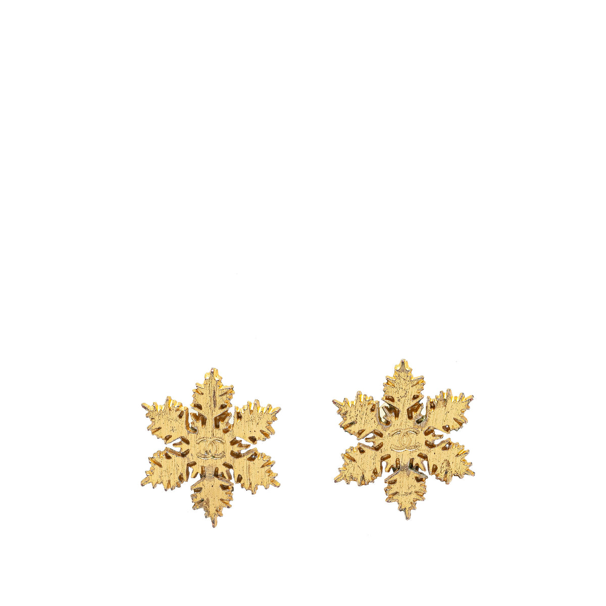 Gold Plated CC Snowflake Clip On Earrings