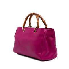 Medium Calfskin Bamboo Shopper Satchel