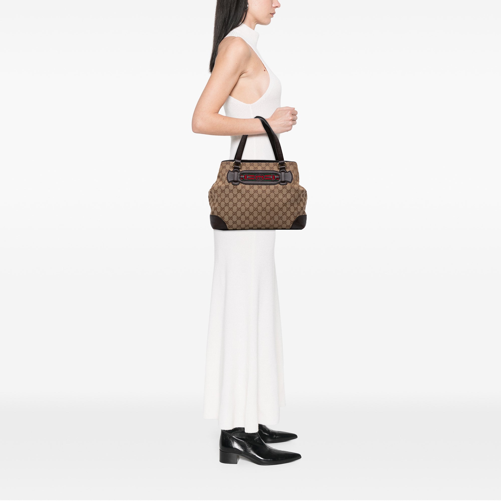 Medium GG Canvas Web Dressage Tote