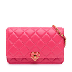 Quilted Lambskin Acrylic Coco Love Wallet on Chain