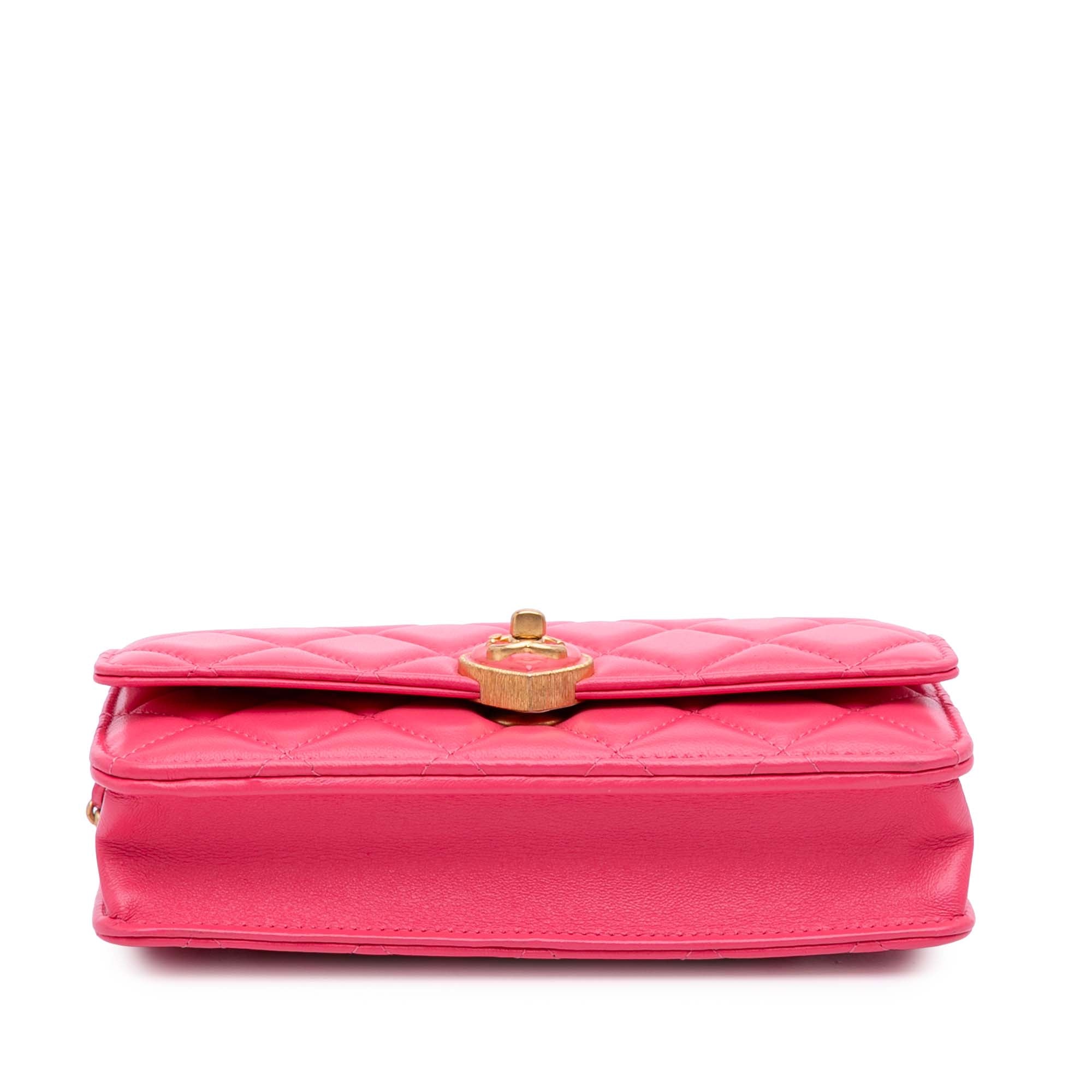 Quilted Lambskin Acrylic Coco Love Wallet on Chain