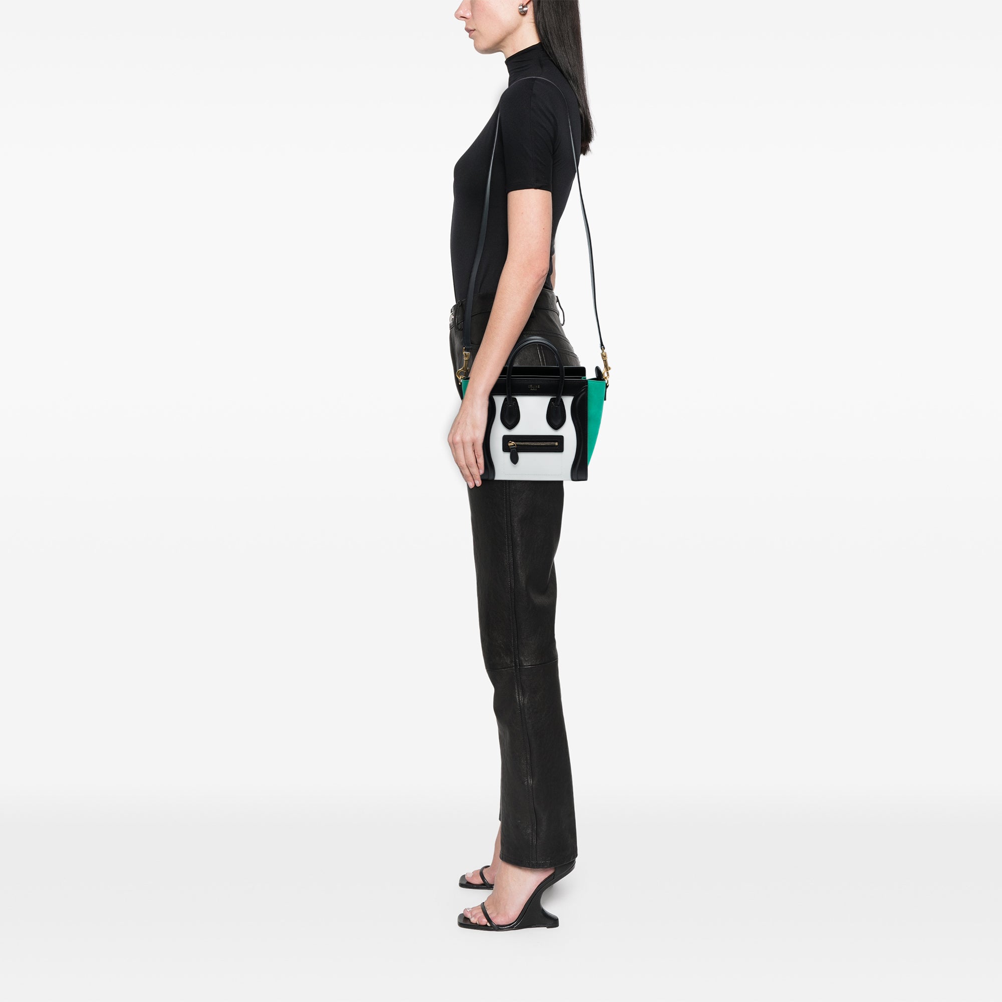 Nano Tricolor Leather Luggage Tote