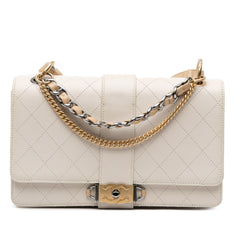 CC Stitched Calfskin Chain Flap
