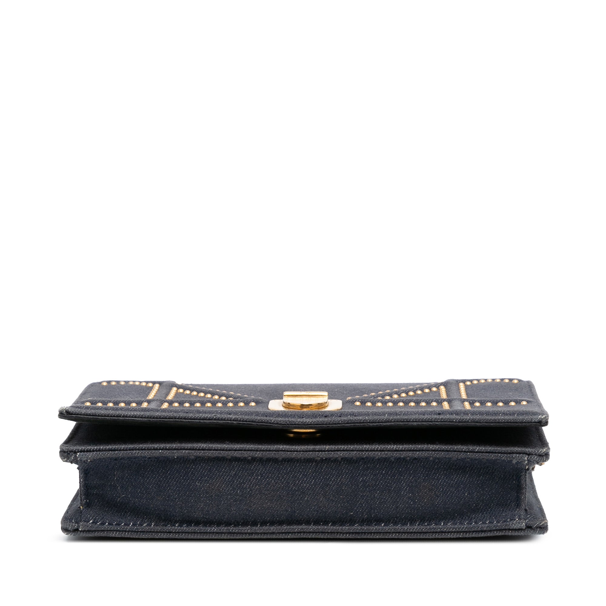 Studded Denim Diorama Wallet on Chain