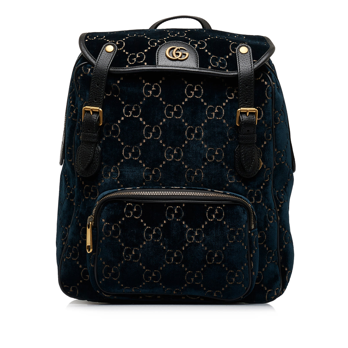 GG Velvet Double Buckle Backpack_0