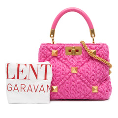 Small Woven Wool Roman Stud The Handle Bag