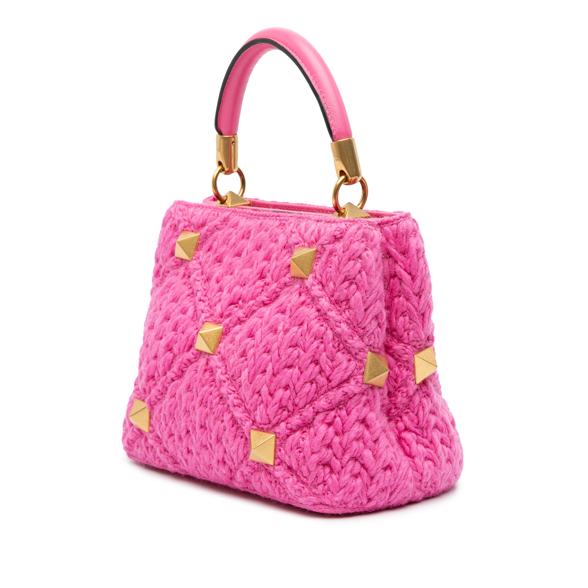 Small Woven Wool Roman Stud The Handle Bag