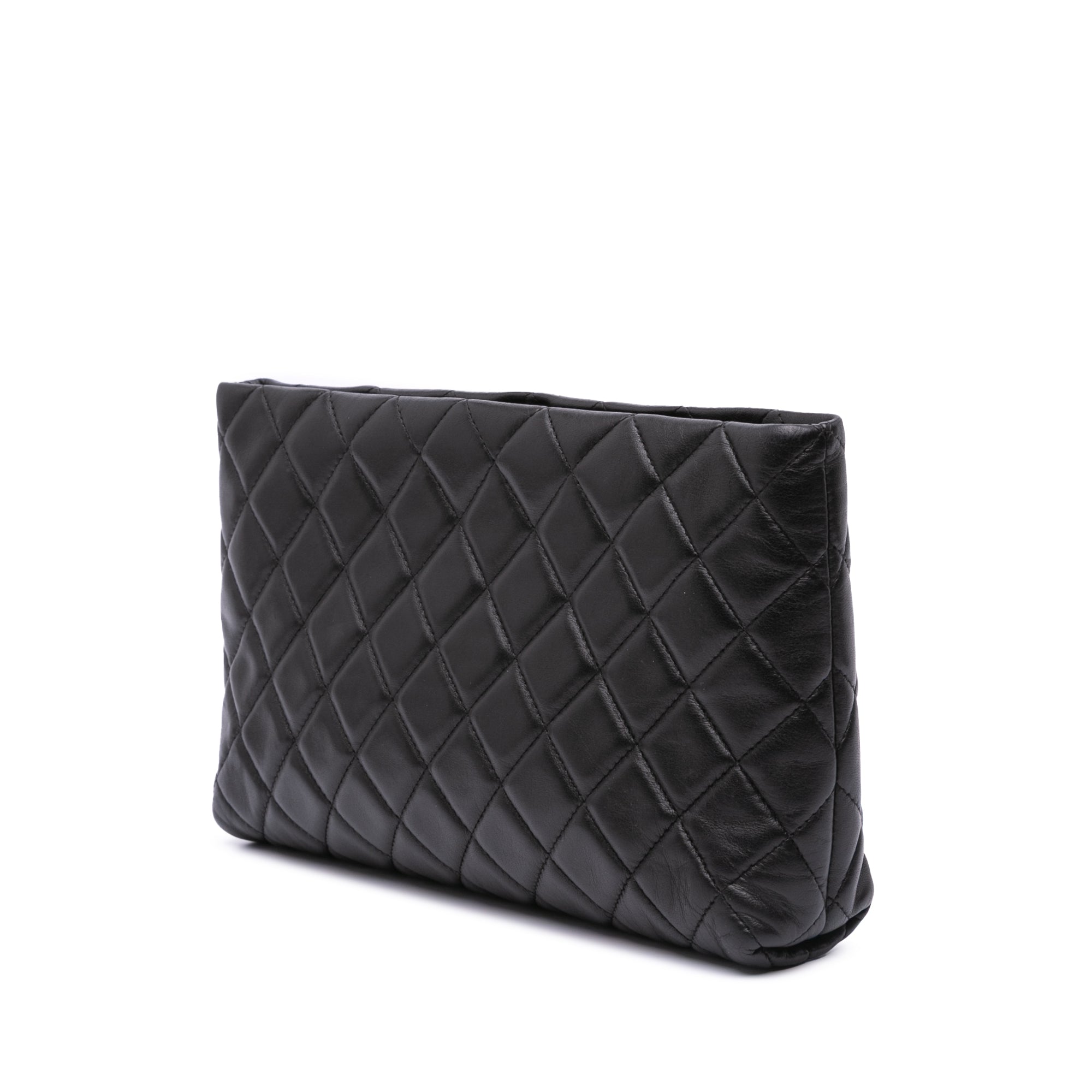 Quilted Lambskin Kiss Lock Clutch