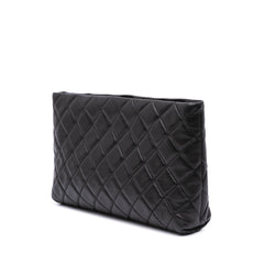 Quilted Lambskin Kiss Lock Clutch