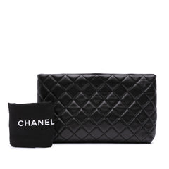 Quilted Lambskin Kiss Lock Clutch