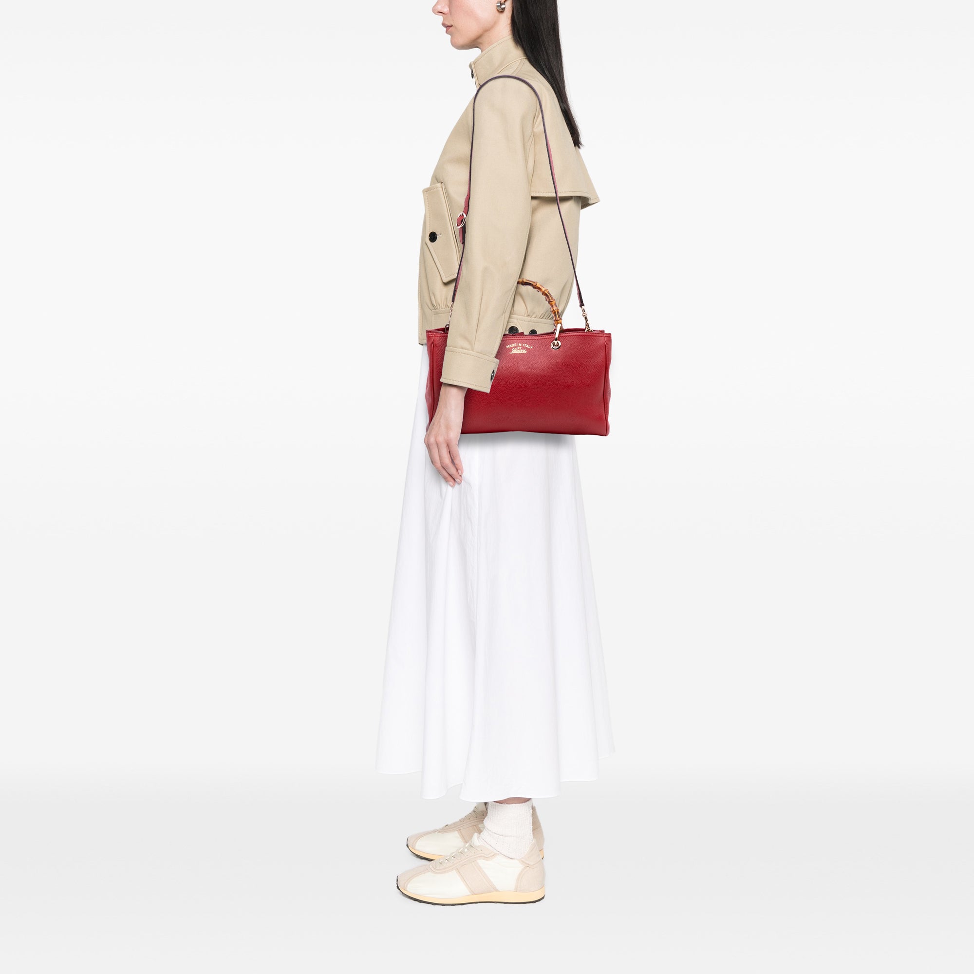 Medium Calfskin Bamboo Shopper Satchel
