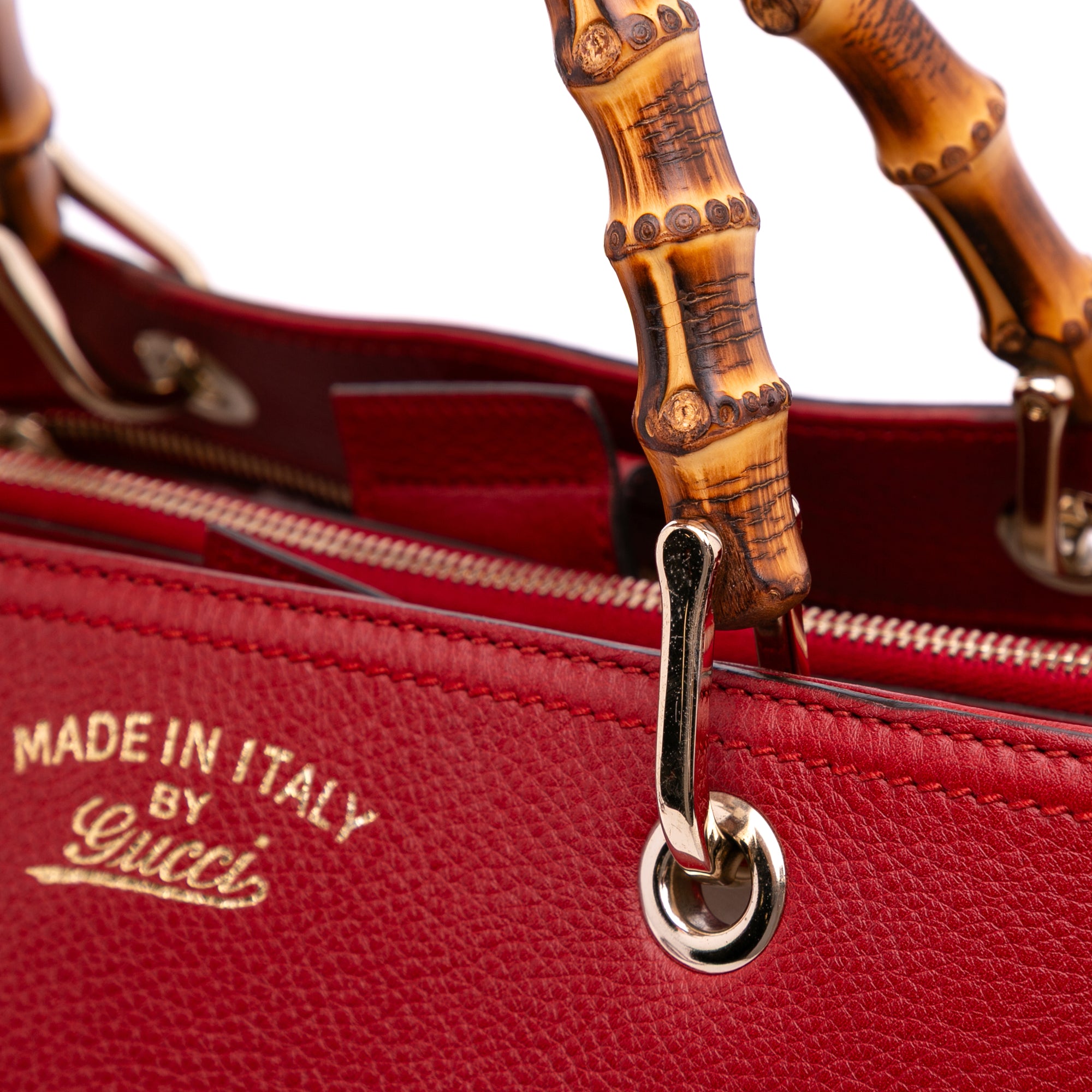 Medium Calfskin Bamboo Shopper Satchel