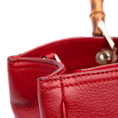 Medium Calfskin Bamboo Shopper Satchel