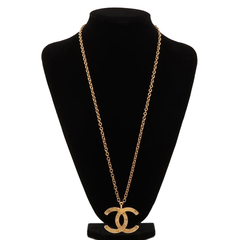 Chanel CC Flower Pendant Necklace Metal with Faux Pearls and Enamel