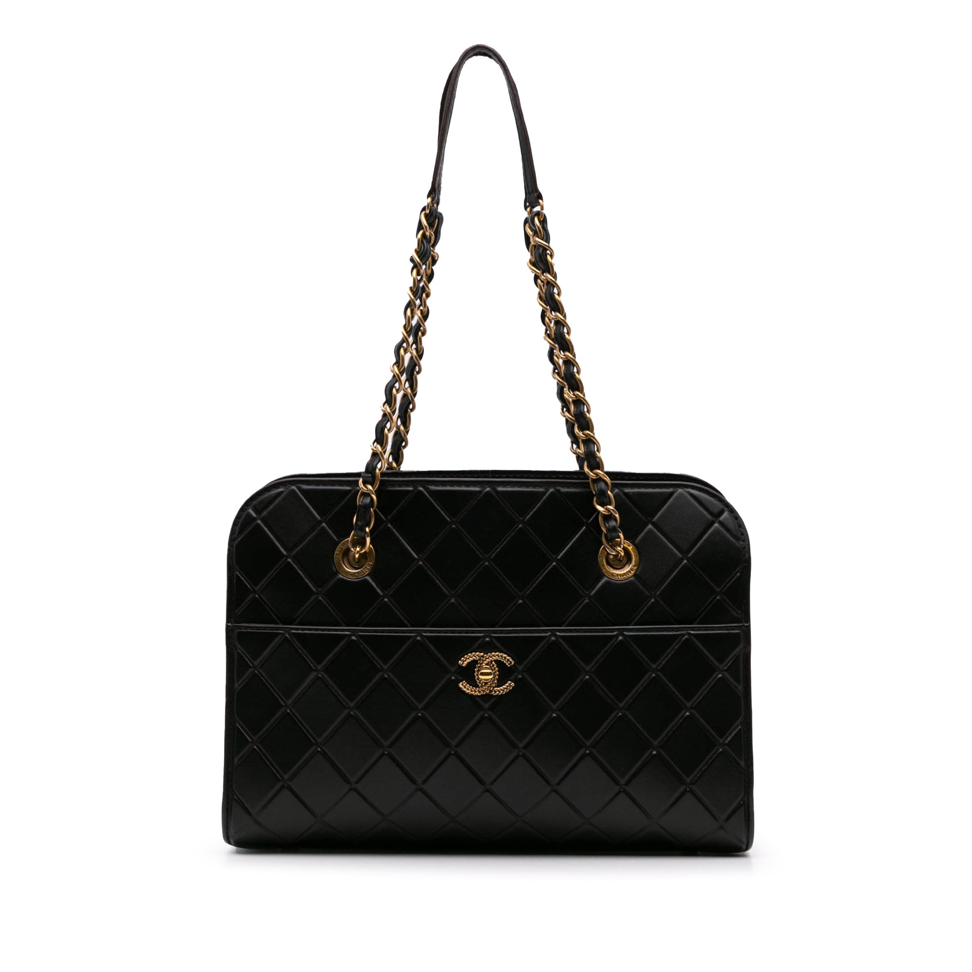 CC Quilted Calfskin Front Pocket Shopping Tote