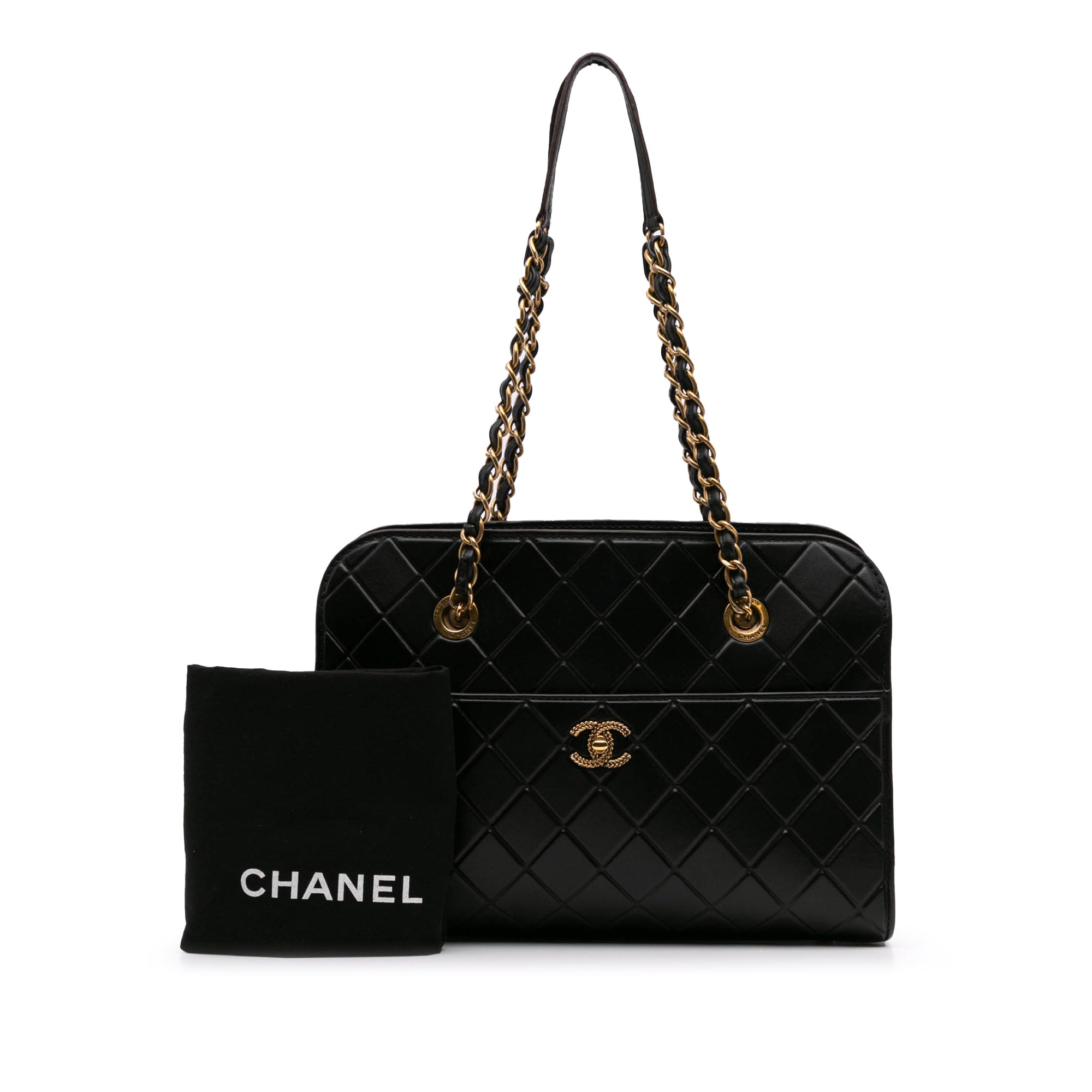 CC Quilted Calfskin Front Pocket Shopping Tote