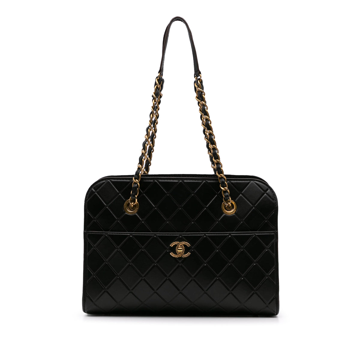 CC Quilted Calfskin Front Pocket Shopping Tote