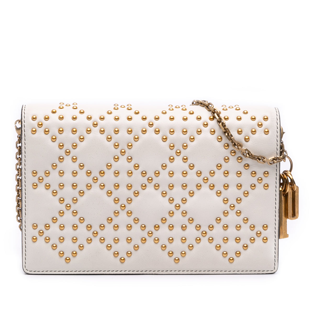 Studded Calfskin Cannage Lady Dior Wallet on Chain
