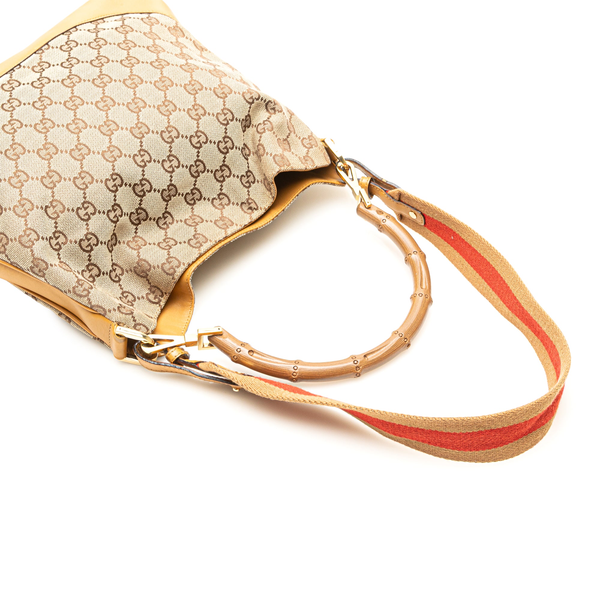 GG Canvas Bamboo Web Satchel