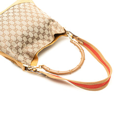 GG Canvas Bamboo Web Satchel