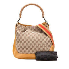 GG Canvas Bamboo Web Satchel