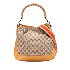 GG Canvas Bamboo Web Satchel