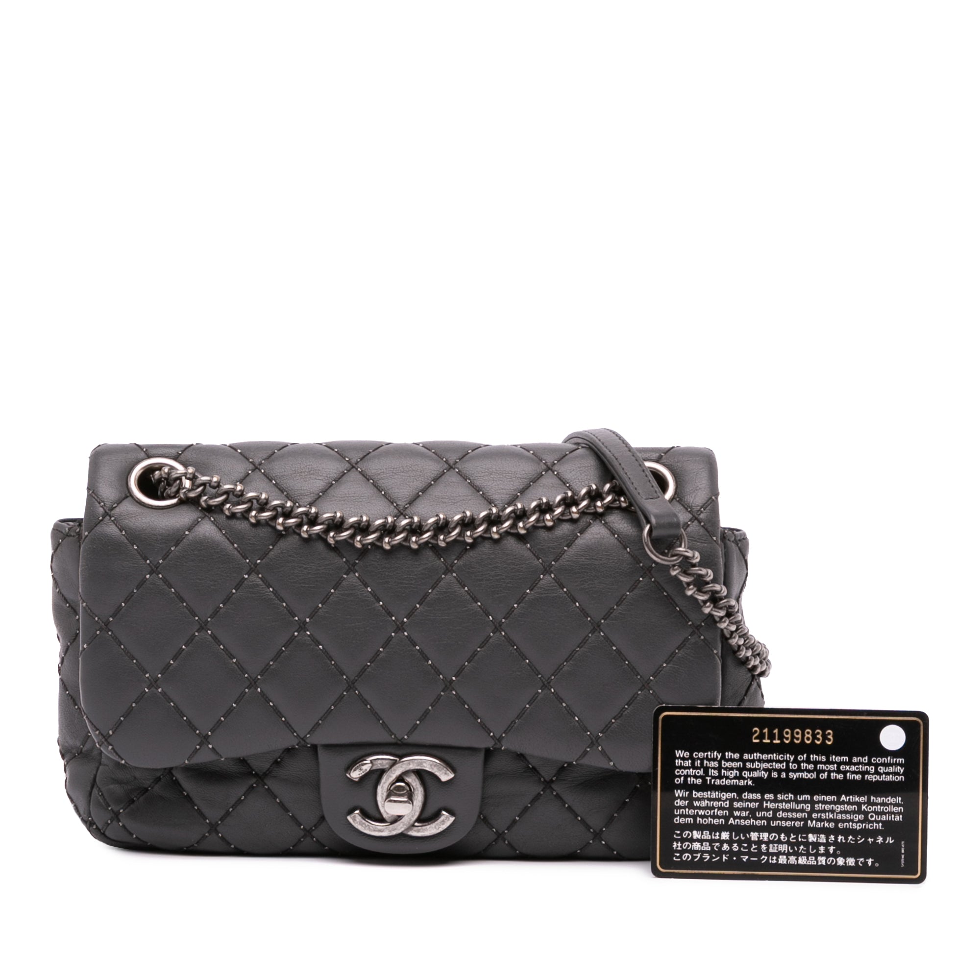 Quilted Lambskin Stitched Single Flap