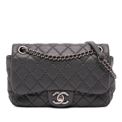 Quilted Lambskin Stitched Single Flap