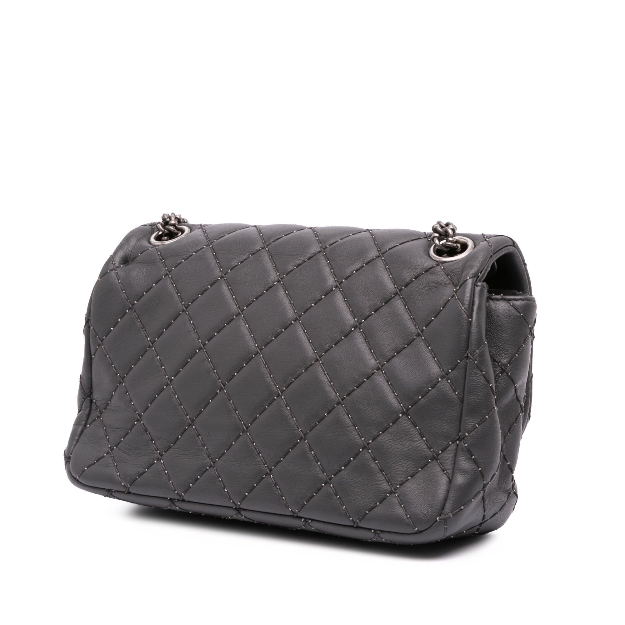 Quilted Lambskin Stitched Single Flap