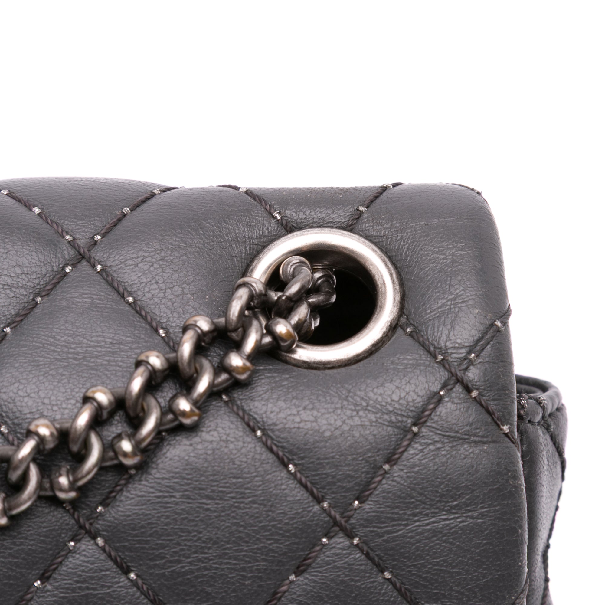 Quilted Lambskin Stitched Single Flap