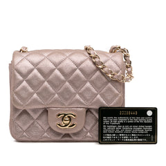 Mini Square Classic Iridescent Calfskin Single Flap