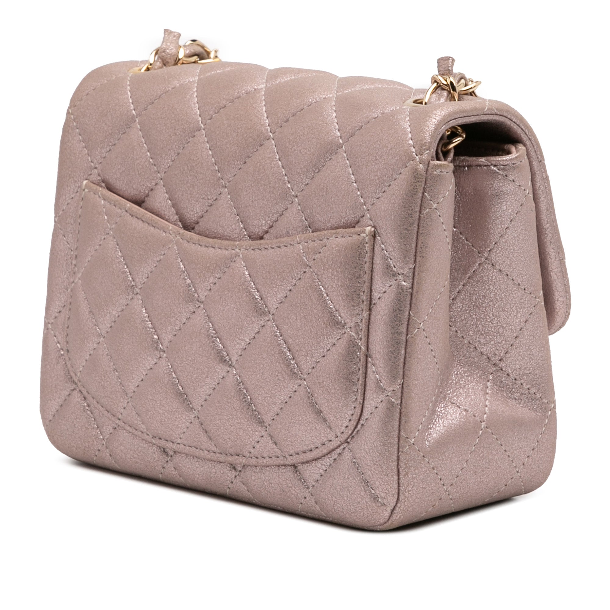 Mini Square Classic Iridescent Calfskin Single Flap