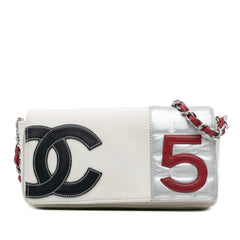 CC Canvas and Metallic Lambskin No. 5 Chain Flap