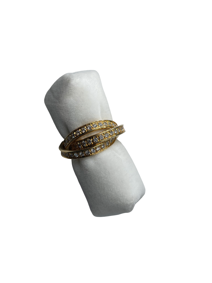 Cartier Trinity Ring 18K Tricolor Gold with Diamonds