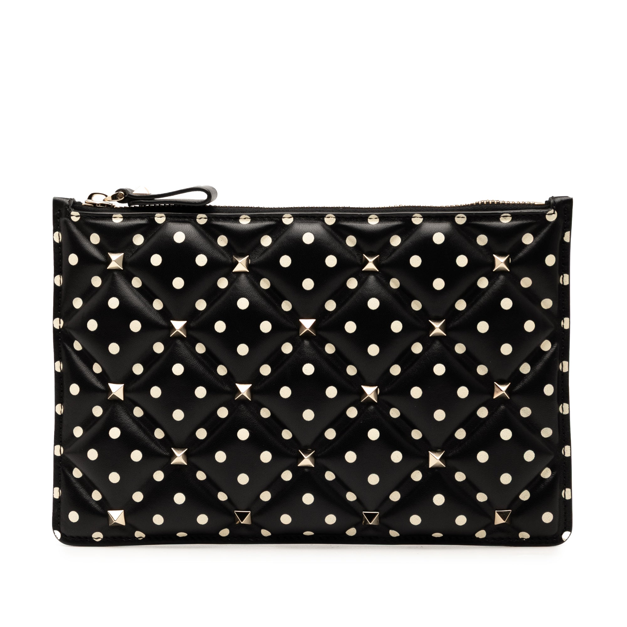 Leather Polka Dot Rockstud Clutch