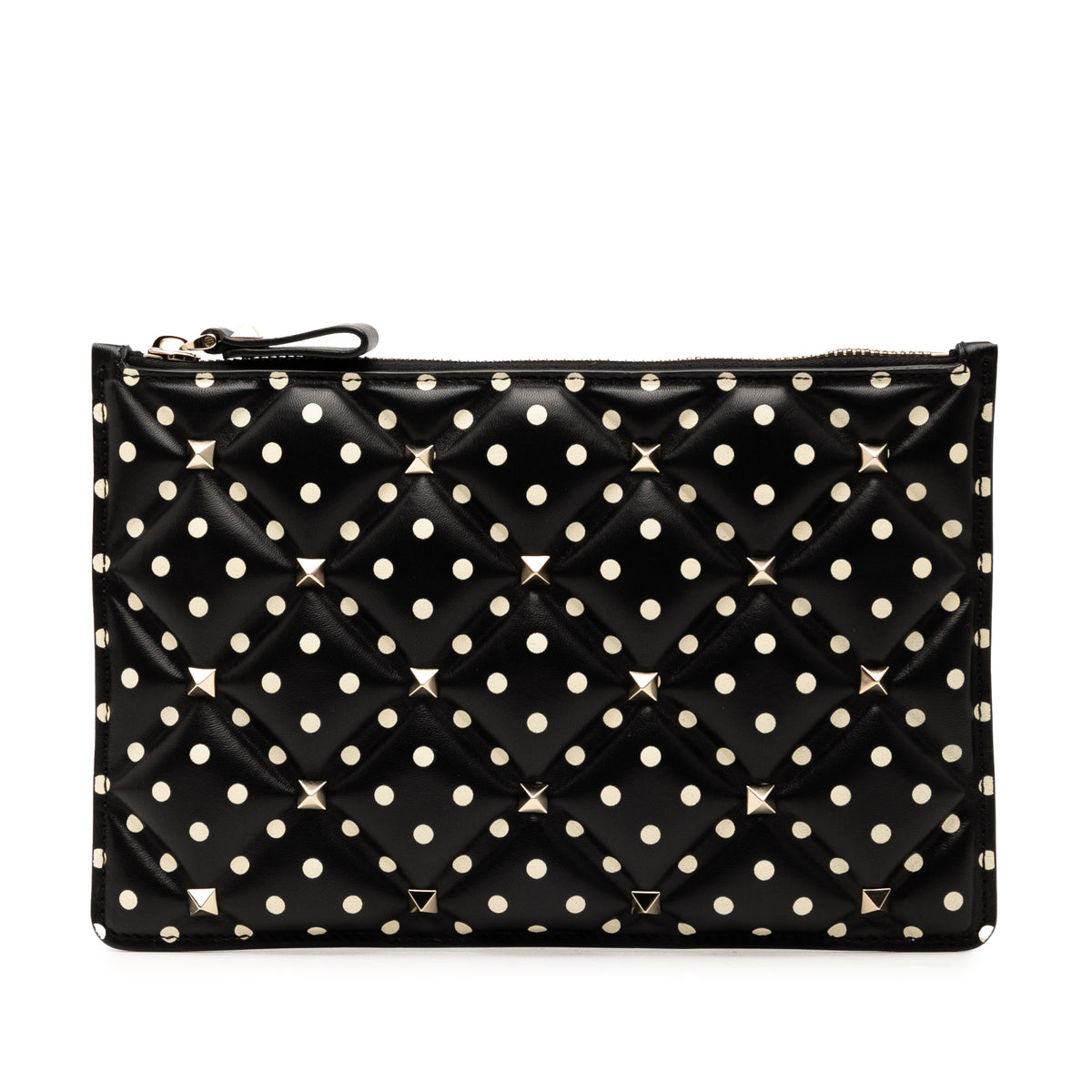 Leather Polka Dot Rockstud Clutch