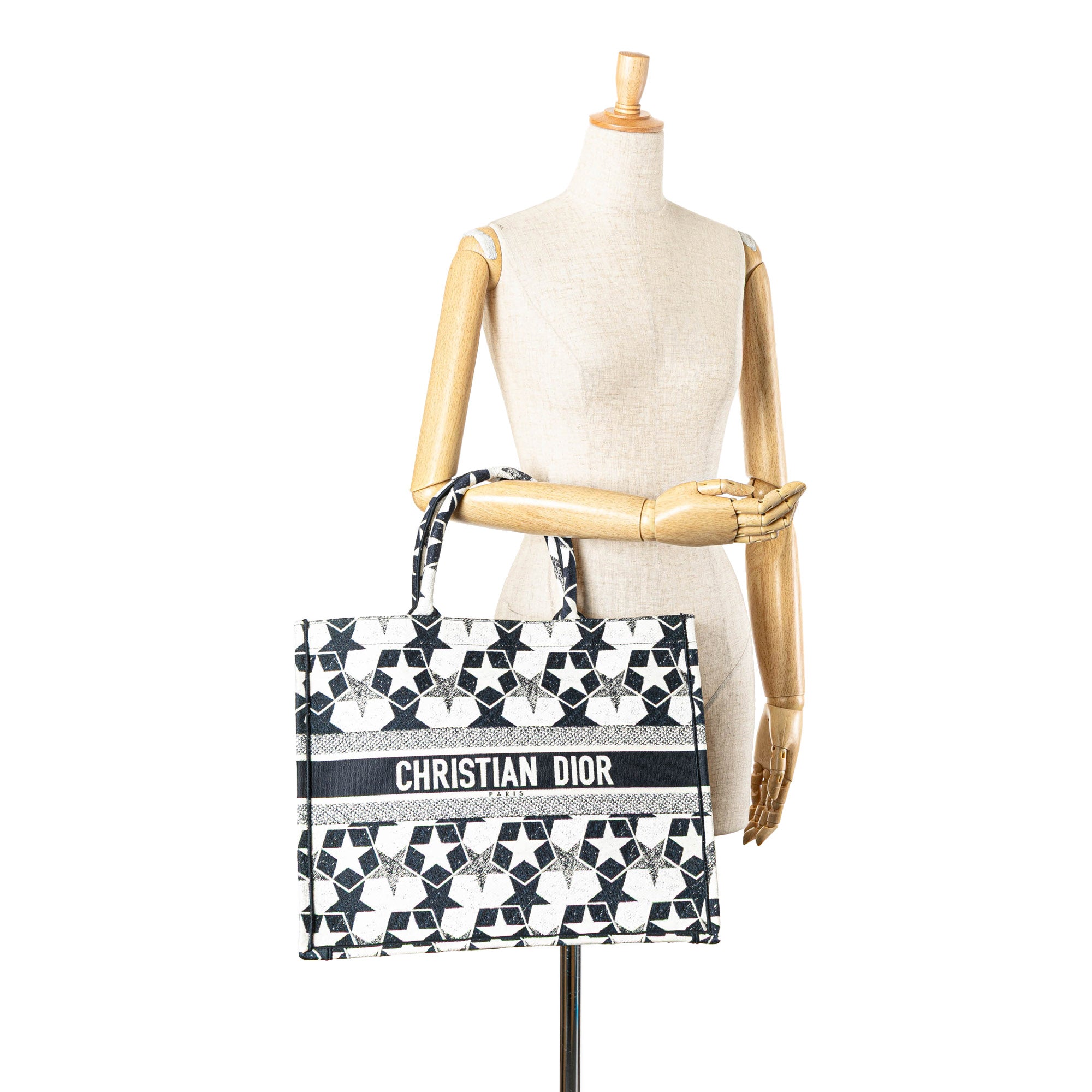 Large Canvas Embroidered Lucky Star Book Tote