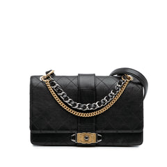Quilted Calfskin Double Chain Top Handle Flap