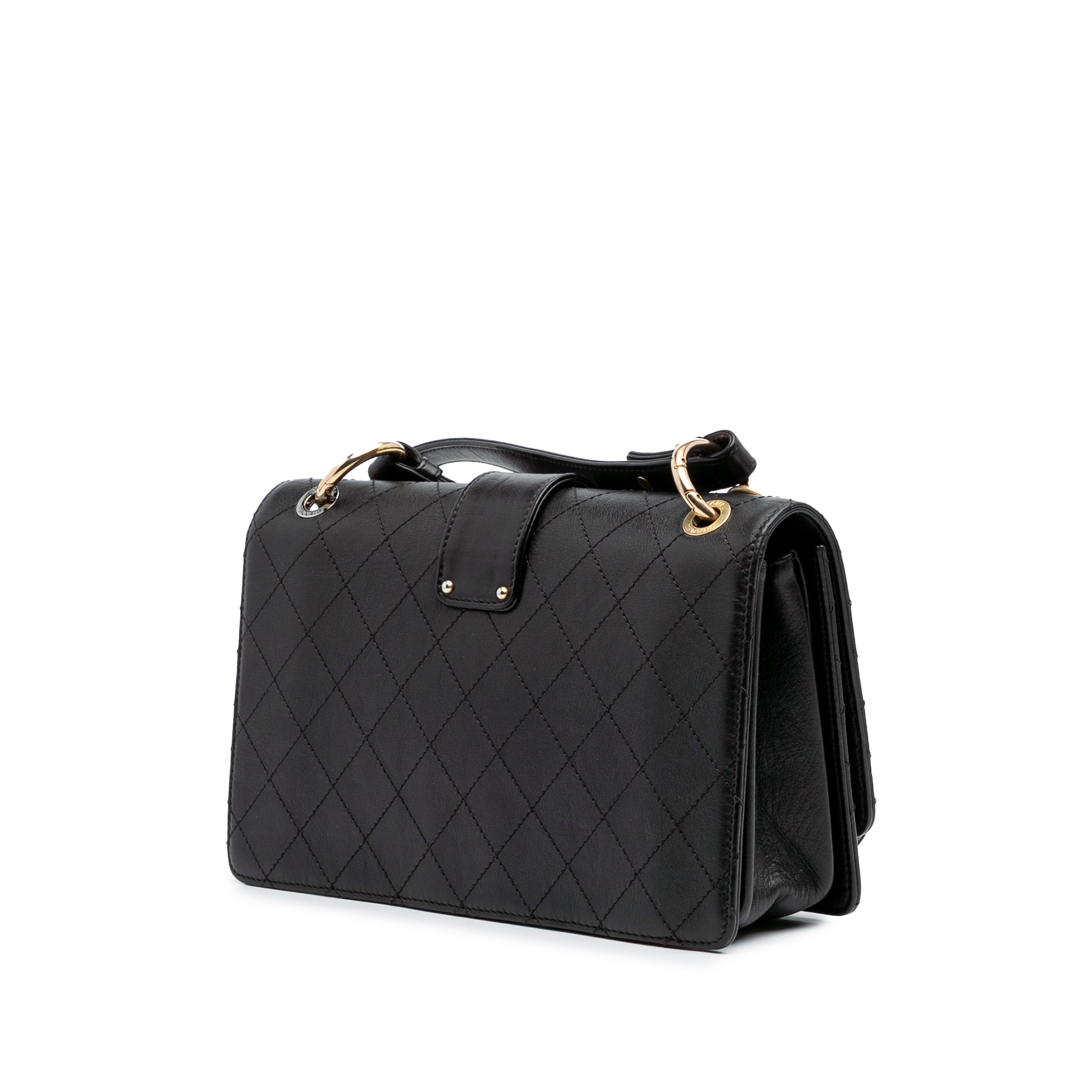 Quilted Calfskin Double Chain Top Handle Flap