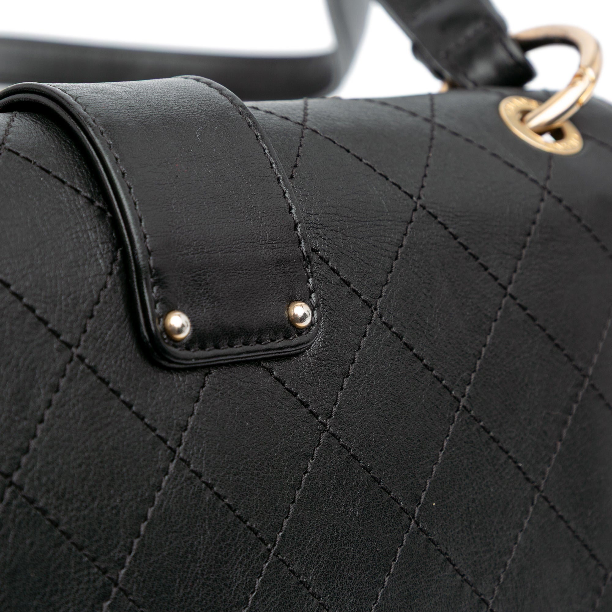 Quilted Calfskin Double Chain Top Handle Flap