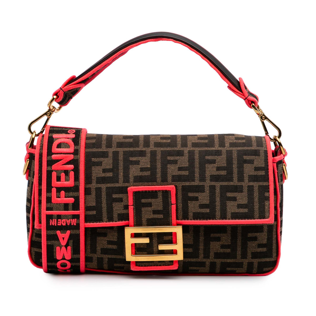 Medium Zucca Canvas Fluo Trim Baguette Satchel