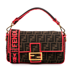 Medium Zucca Canvas Fluo Trim Baguette Satchel