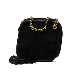 CC Quilted Suede Diamon Tassel Bag